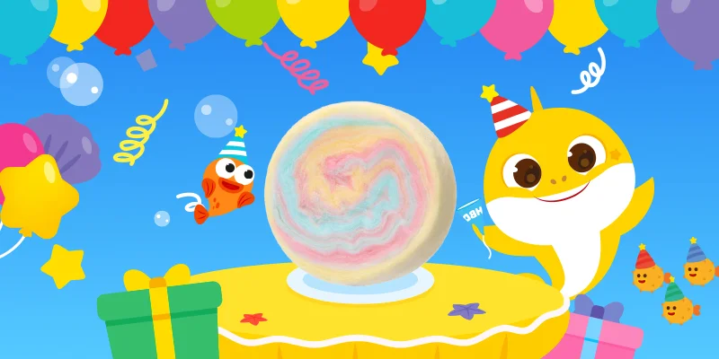 Pinkfong Babyshark Cotton Lolly rolled cotton candy for kids birthday party favors